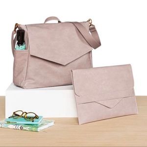 Thirty One Gifts On Point Faux Laptop Backpack w sleeve Stone Distressed Pebble